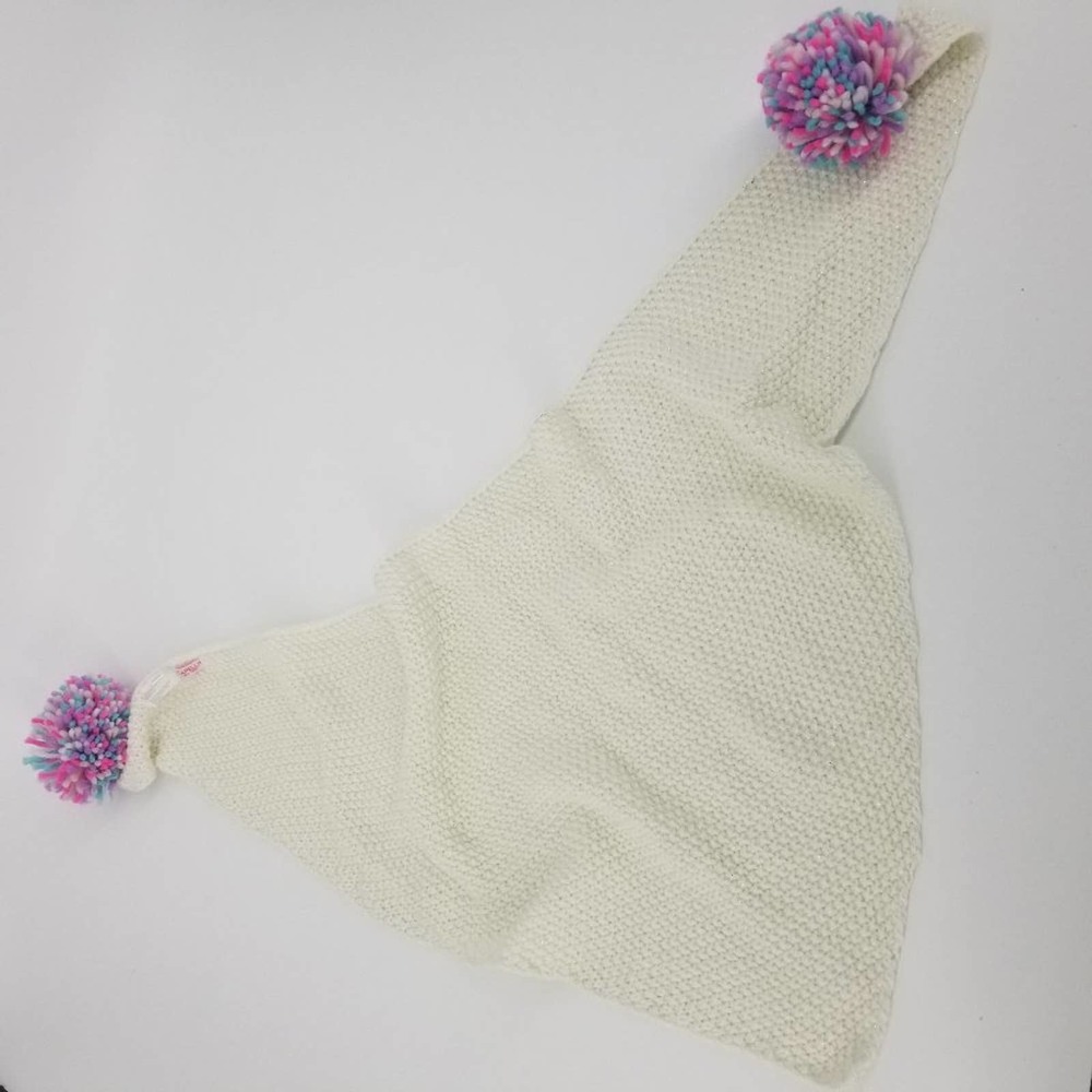 Capelli of New York Little Girls Knit Scarf and Hat Set Pom-Pom Accents Ivory - Picture 5 of 7